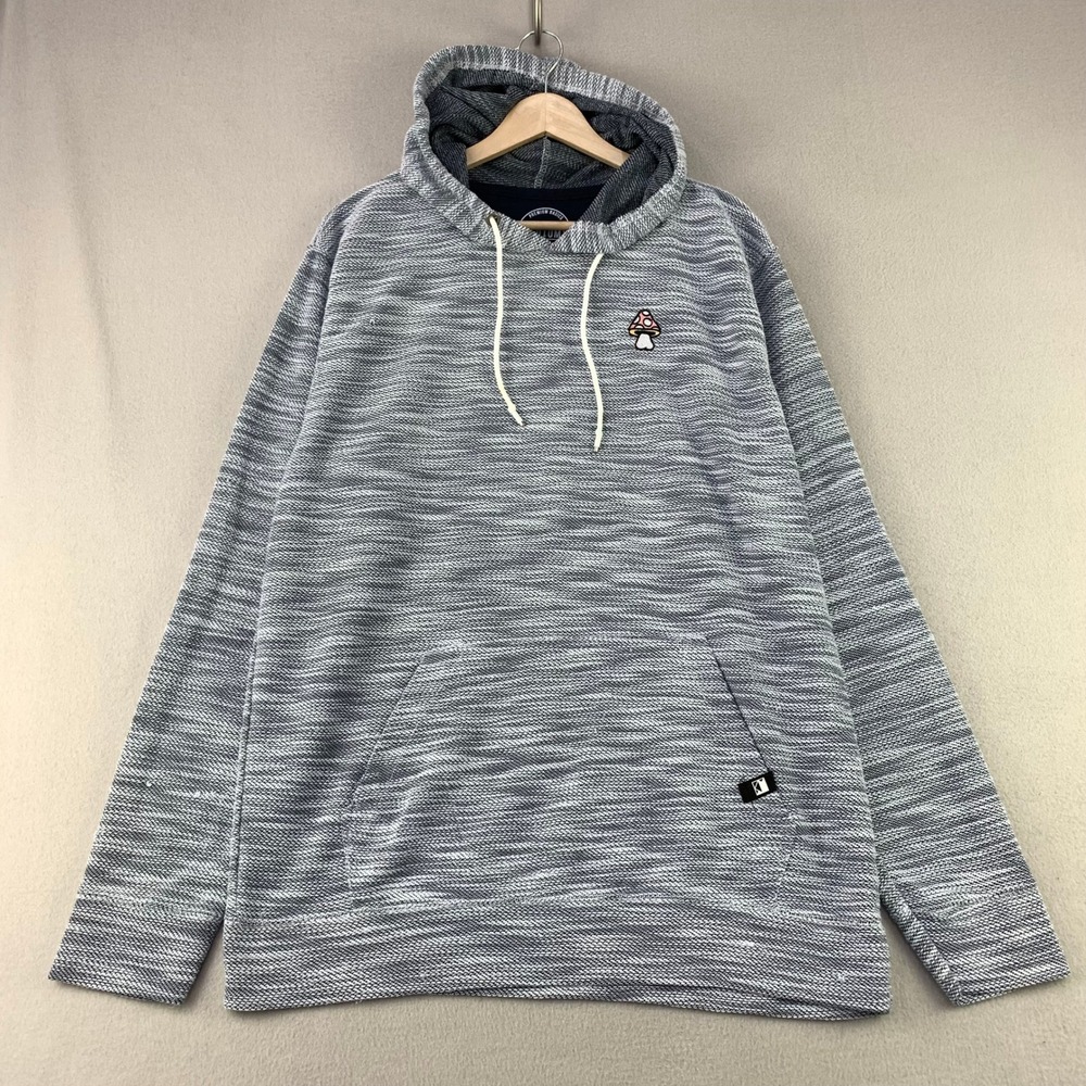 Mens Dikotomy Premium Basics Hoodie size XL Grey/Blue Space Dye Mushroom Patch